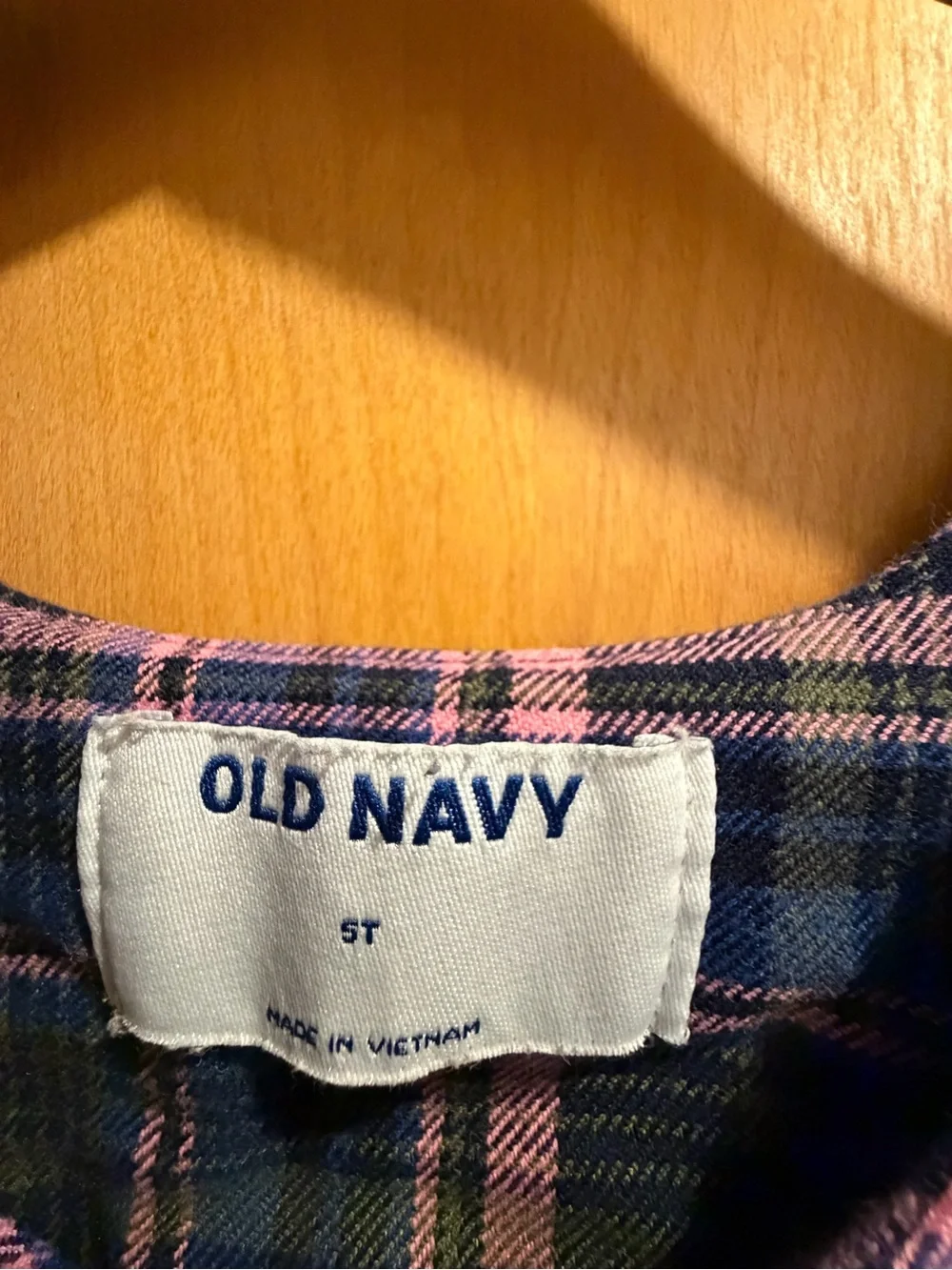 Girls Old Navy Navy and Pink Plaid Tank Dress